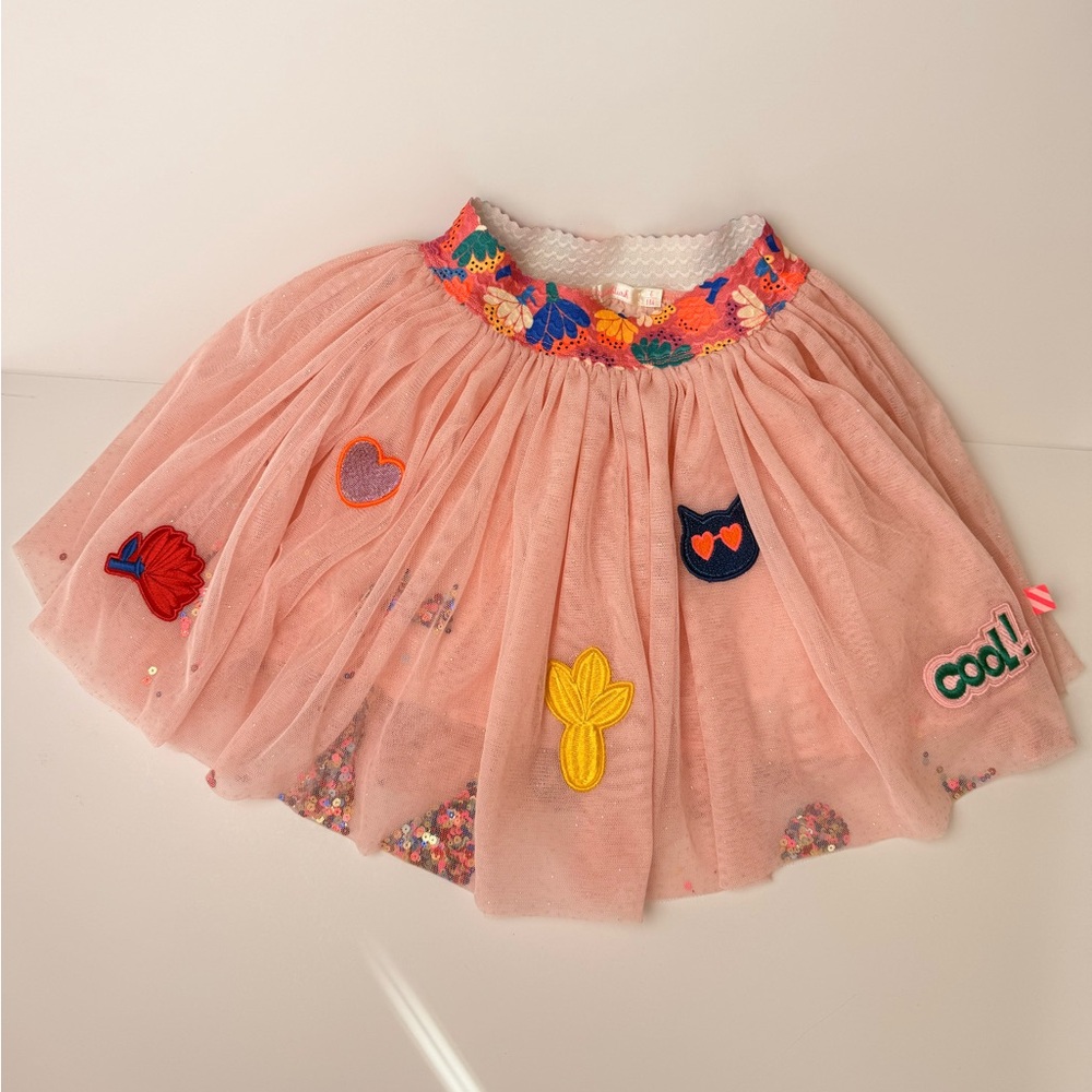 Billieblush Pink Tulle Tutu Skirt Girls 6 114‎ Sequin Patch Embroidered